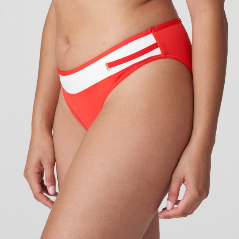 Calças De Biquíni Prima Donna Swim Istres Branco Vermelhas | 312059WYU