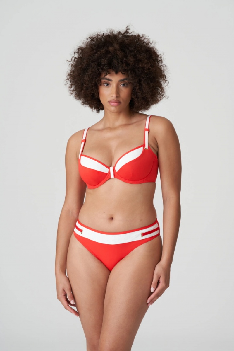 Calças De Biquíni Prima Donna Swim Istres Branco Vermelhas | 312059WYU