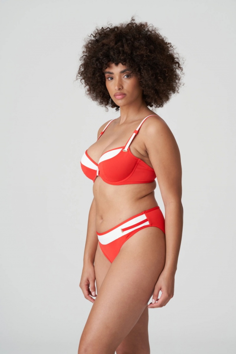 Calças De Biquíni Prima Donna Swim Istres Branco Vermelhas | 312059WYU