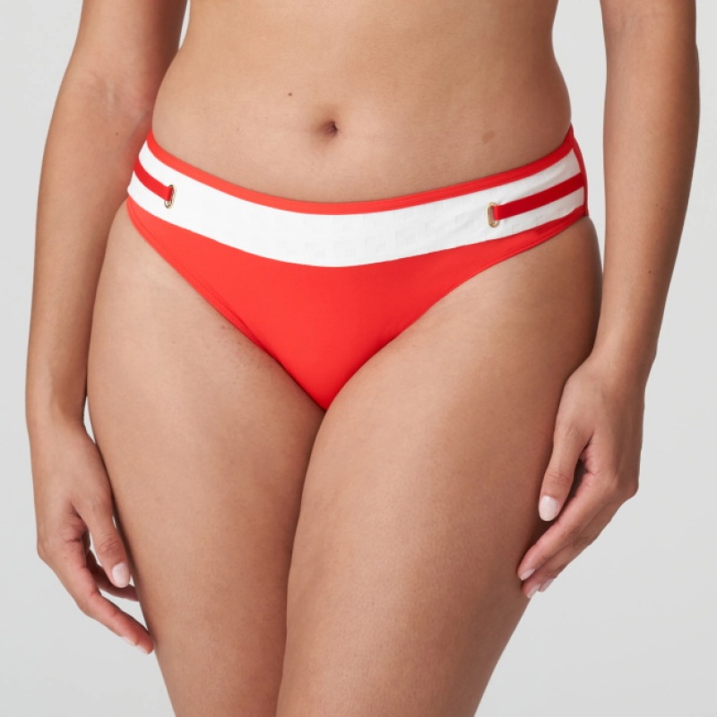 Calças De Biquíni Prima Donna Swim Istres Branco Vermelhas | 312059WYU