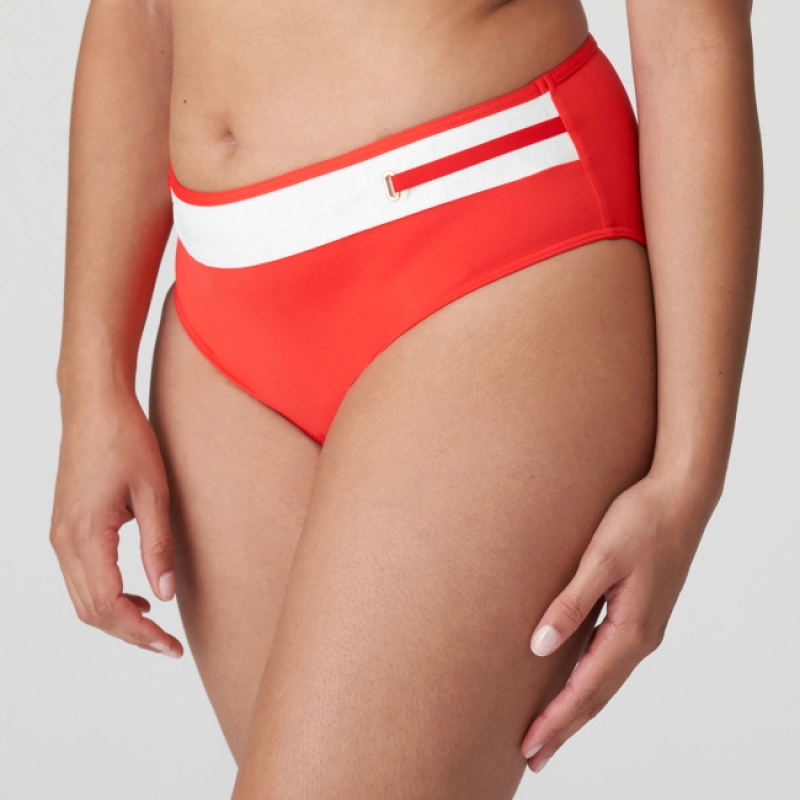 Calças De Biquíni Prima Donna Swim Istres Branco Vermelhas | 148675VCW