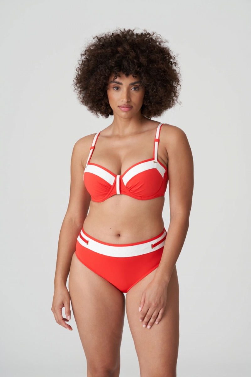 Calças De Biquíni Prima Donna Swim Istres Branco Vermelhas | 148675VCW