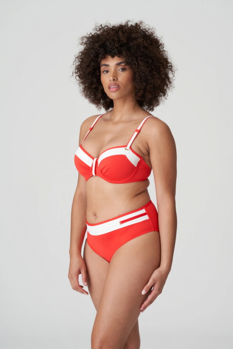 Calças De Biquíni Prima Donna Swim Istres Branco Vermelhas | 148675VCW